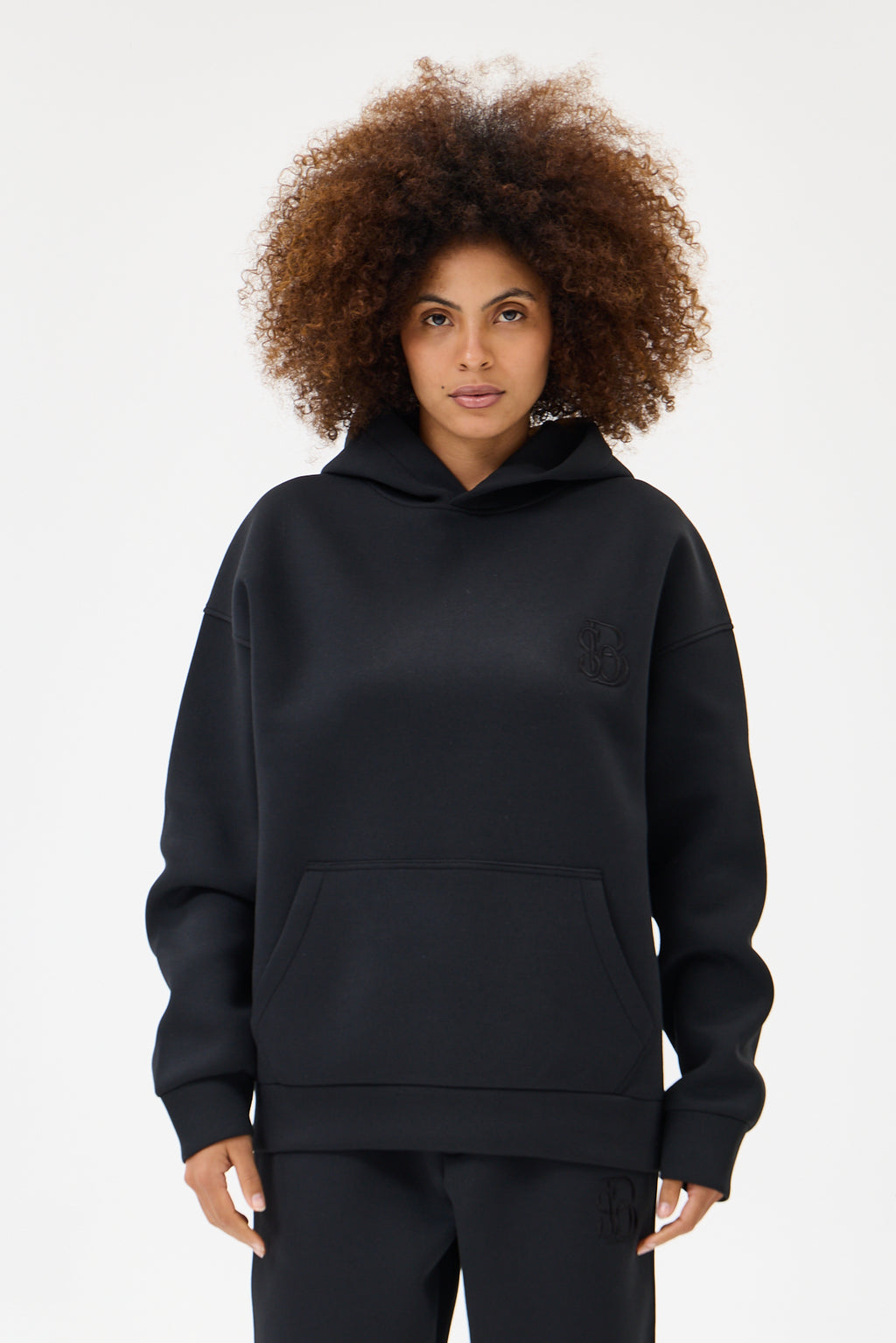 Siyah Panda Kumaş Kadın Sweatshirt Takım