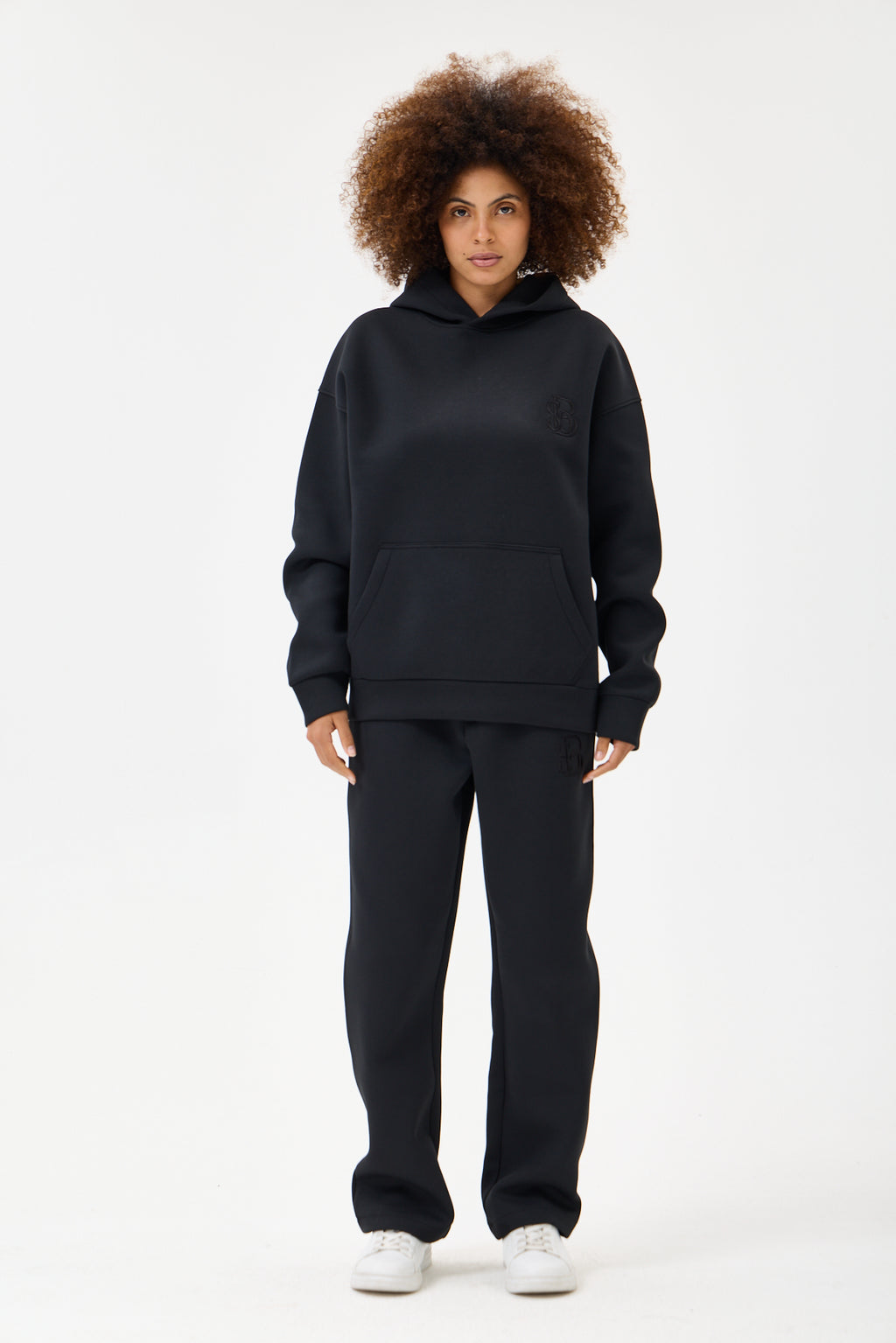 Siyah Panda Kumaş Kadın Sweatshirt Takım