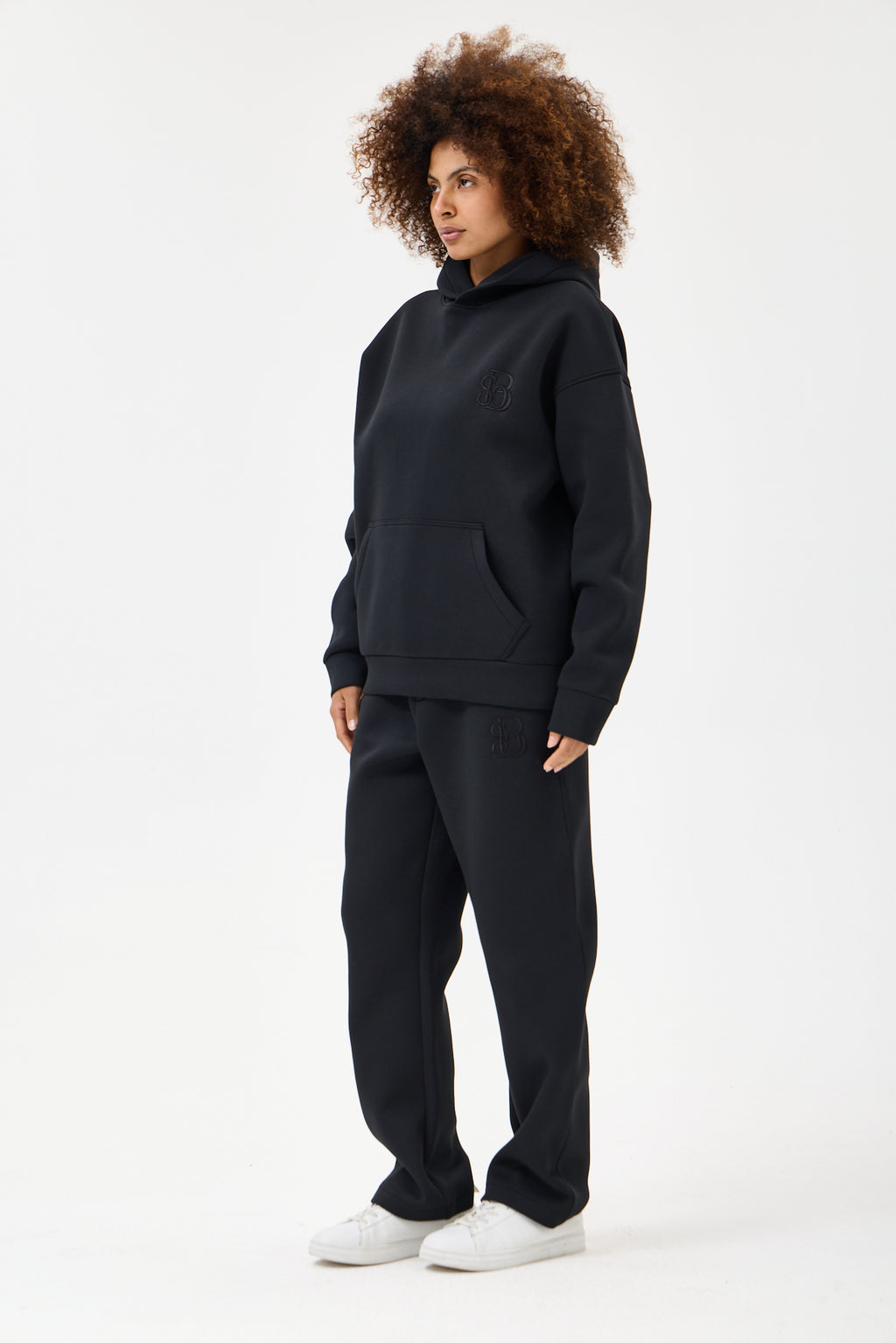 Siyah Panda Kumaş Kadın Sweatshirt Takım
