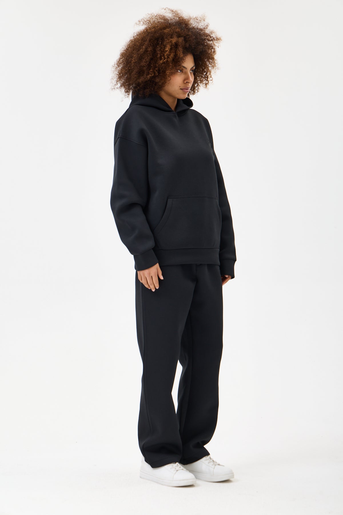 Siyah Panda Kumaş Kadın Sweatshirt