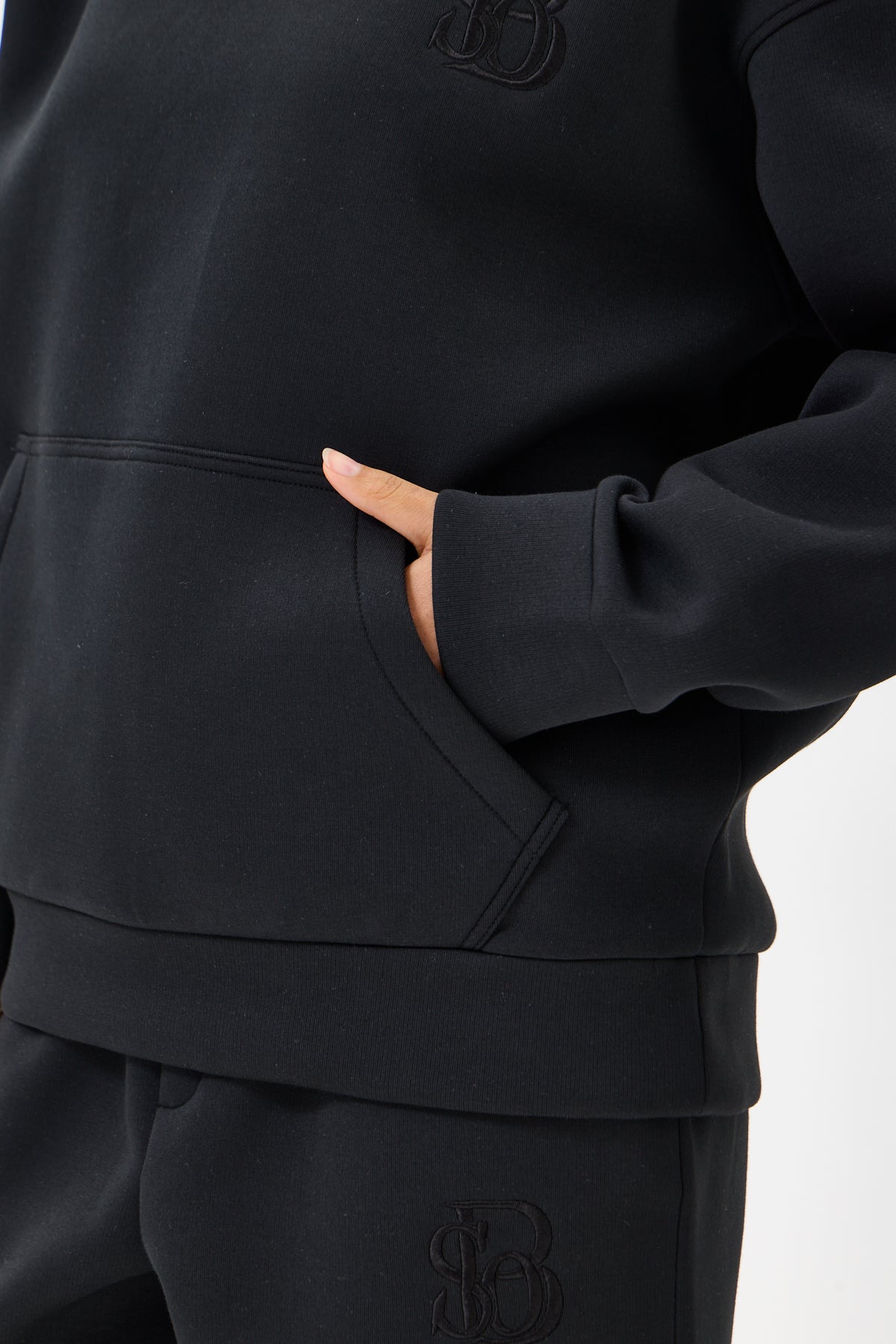 Siyah Panda Kumaş Kadın Sweatshirt