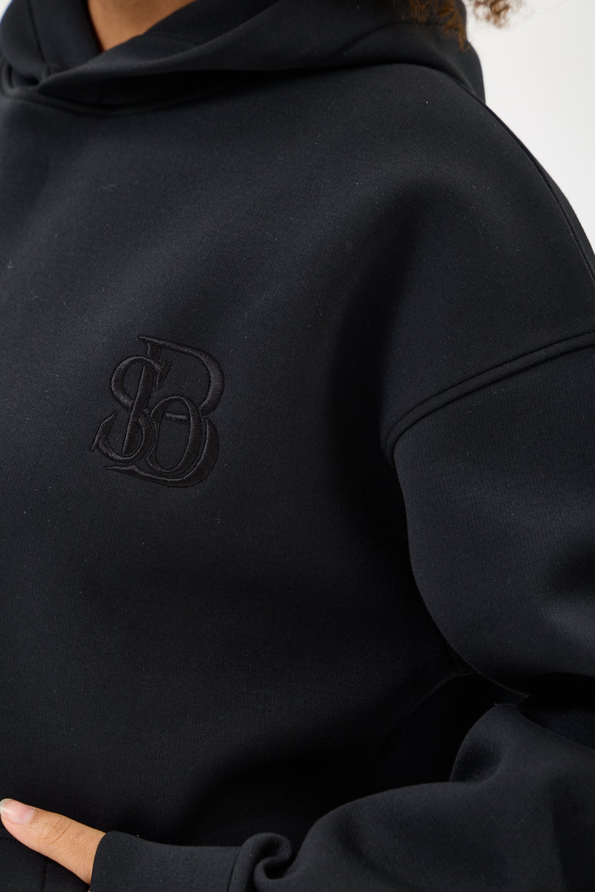 Siyah Panda Kumaş Kadın Sweatshirt